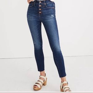 Madewell 10 inch high-rise skinny jeans with raw hem